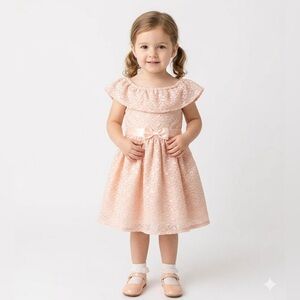 Nannette Coral Pink Lace Dress with Bow